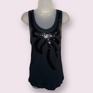 Miley Cyrus Max Azria Sequin Tank Top Black Sleeveless Size L NWOT